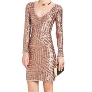 BCBGMaxAzria Morris Rosegold Sequin Cocktail Dress